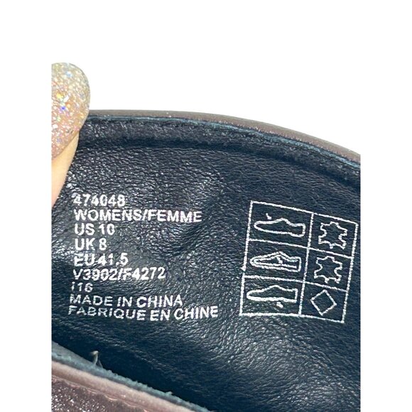 Lands’ End Womens Ankle Boots 10 Brown Leather Suede Chunky Heel Slip On Pull On - Picture 13 of 13